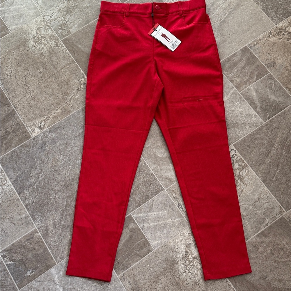Mario Serrani red Textured patterned Pants business/casual/dress pants M NWT
